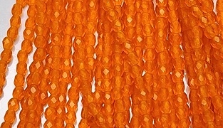 3mm Fire Polish Faceted Round- Matte Transparent Pumpkin Orange