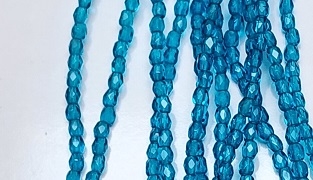 3mm Fire Polish Faceted Round- Medium Aqua