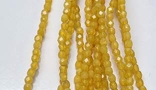 3mm Fire Polish Faceted Round- Milky Honey
