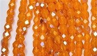 3mm Fire Polish Faceted Round- Milky Orange AB