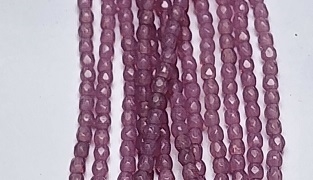 3mm Fire Polish Faceted Round- Milky Purple