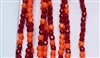 3mm Fire Polish Faceted Round- Opaque Bright Orange-Dark Red Mix