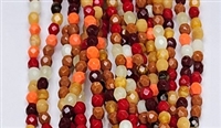3mm Fire Polish Faceted Round- Opaque Fall Mix