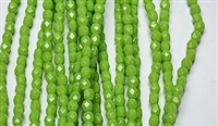 3mm Fire Polish Faceted Round- Opaque Lime Green