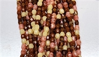 3mm Fire Polish Faceted Round- Opaque Neapolitan Mix