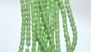 3mm Fire Polish Faceted Round- Opaque Pastel Green