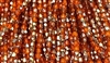 3mm Fire Polish Faceted Round- Orange Metallic Gold/Silver