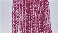 3mm Fire Polish Faceted Round- Pink-Clear Blend