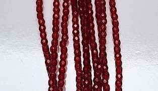 3mm Fire Polish Faceted Round- Red Burgundy