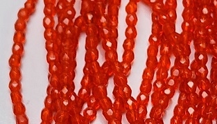 3mm Fire Polish Faceted Round- Tangerine