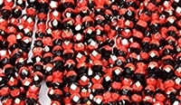 4mm Fire Polish Faceted Round- Black-Opaque Bright Red Silver Luster