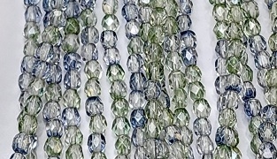 4mm Fire Polish Faceted Round- Dyed Blue-Green Mix