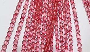 4mm Fire Polish Faceted Round- Dyed Rose