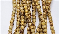 4mm Fire Polish Faceted Round- Ivory Picasso