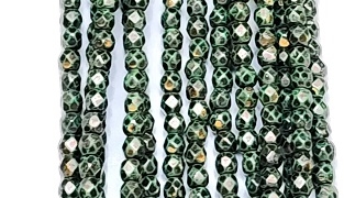 4mm Fire Polish Faceted Round- Metallic Green-Dark Bronze