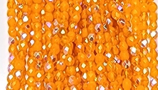 4mm Fire Polish Faceted Round- Milky Transparent Pumpkin Orange AB