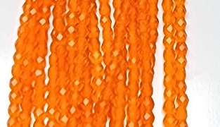4mm Fire Polish Faceted Round- Matte Transparent Pumpkin Orange