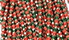 4mm Fire Polish Faceted Round- Opaque Bright Red-Green Silver Luster