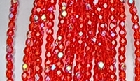 4mm Fire Polish Faceted Round- Orange Light Siam AB