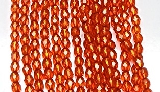 4mm Fire Polish Faceted Round- Silver Lined Tangerine