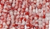 4mm Fire Polish Faceted Round- White Alabaster-Bright Red Swirl