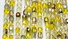 4mm Fire Polish Faceted Round- Yellow Vitrail Mix