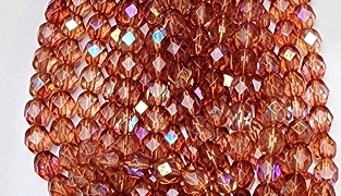 6mm Fire Polish Faceted Round- Dyed Rust AB