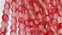 6mm Fire Polish Faceted Round- Matte Clear-Red Blend