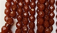 6mm Fire Polish Faceted Round- Milky Dark Terracotta