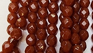 6mm Fire Polish Faceted Round- Milky Dark Terracotta