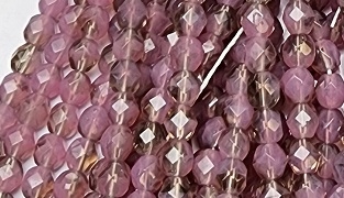 6mm Fire Polish Faceted Round- Milky Pink-Black Diamond Blend