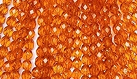 6mm Fire Polish Faceted Round- Pumpkin Orange