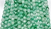 6mm Fire Polish Faceted Round- White Alabaster-Green Blend