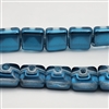 12mm Czech Pyramid Bead- Blue Mirror
