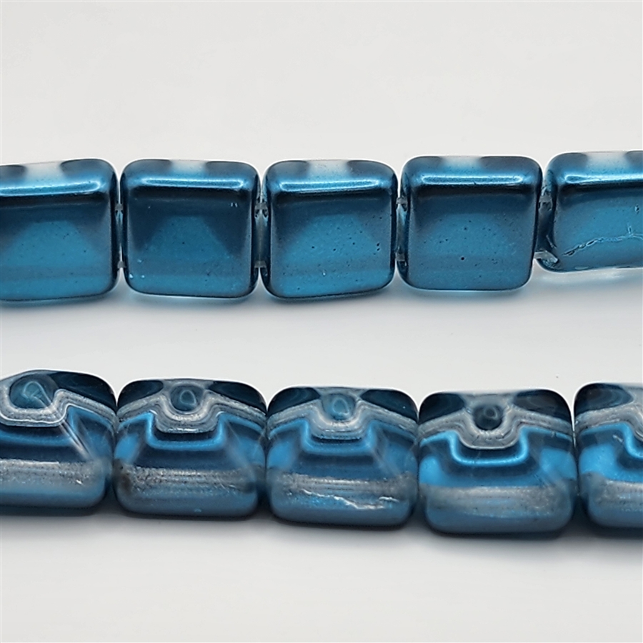 12mm Czech Pyramid Bead- Blue Mirror