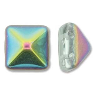 12mm Czech Pyramid Bead- Crystal Vitrail