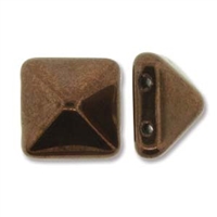 12mm Czech 2-hole Pyramid Bead- Jet Bronze