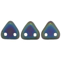 CzechMates- 2 hole Triangle Beads- MATTE IRIS GREEN