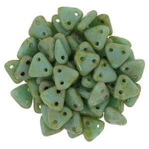 CzechMates- 2 hole Triangle Beads- OPAQUE TURQUOISE PICASSO