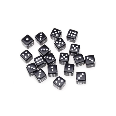 Dice Bead-10mm Black with white dots