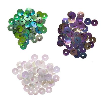 DariceÂ® Pearlescent Sequins: Pearl/Teal/Black, 5mm, 0.15 grams