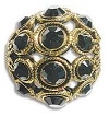 8mm Filigree Encrusted Bead Antique Gold Jet