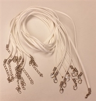 2mm White Flat Faux Suede Finished Necklace with extender - 18"
