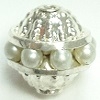 8mm One Row Filigree Bead Pearl/Silver