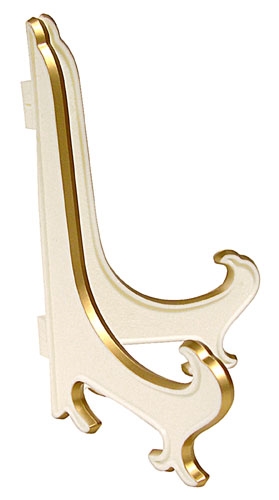 Folding Plastic Easel Display - White With Gold Edges