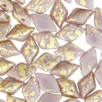 Matubo Gemduo- 2 hole- GOLD SPLASH PURPLE OPAQUE