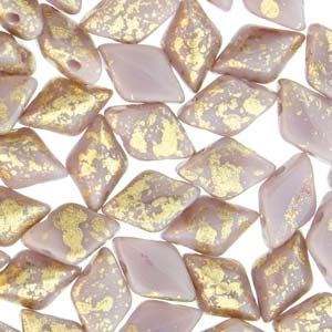Matubo Gemduo- 2 hole- GOLD SPLASH PURPLE OPAQUE