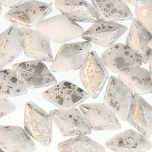 Matubo Gemduo- 2 hole- SILVER SPLASH CHALK