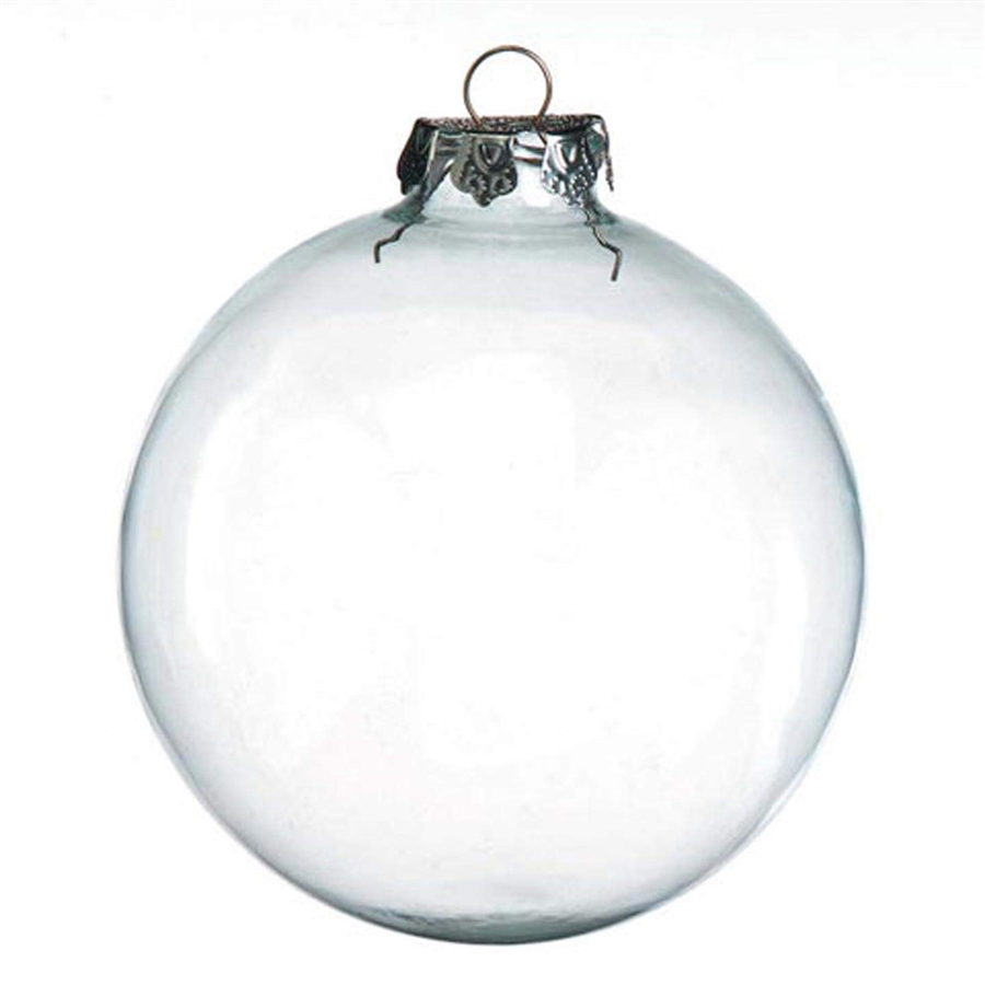 100mm Round Glass Ornament - Clear