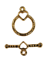 Gold Plate over Sterling Silver Round Heart Toggle